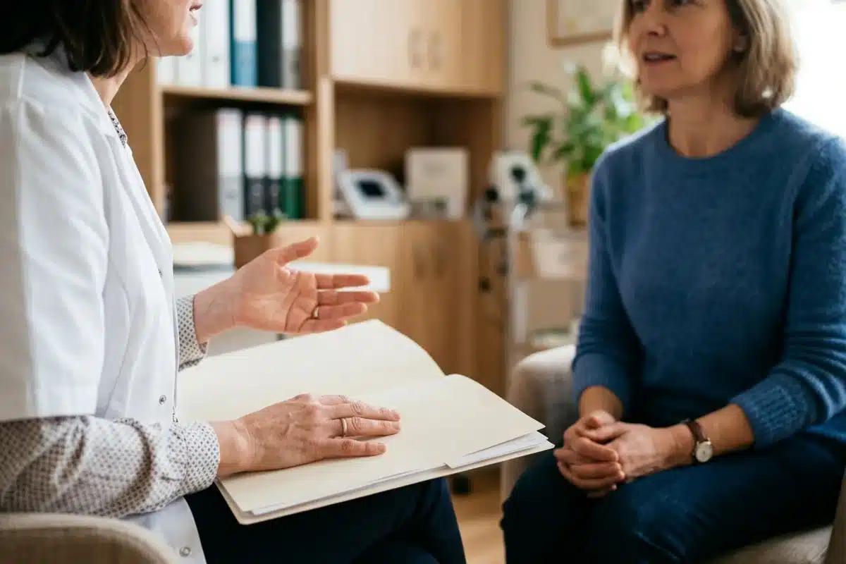 Quand consulter pour sa santé intime Consultation médicale bienveillante entre une soignante et une patiente attentive